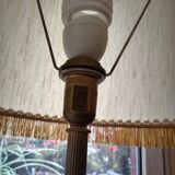 Large vintage floor lamp with fringed shade - retro chic style
