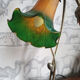 Brass lamp and glass paste water lily leaves