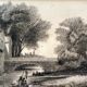 Painting drawing XIX ° Dijon St Benigne fisherman l'Ouche and frame
