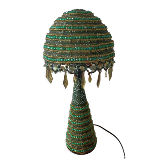 Jellyfish style lamp foot and lampshade in pink pearls tassels