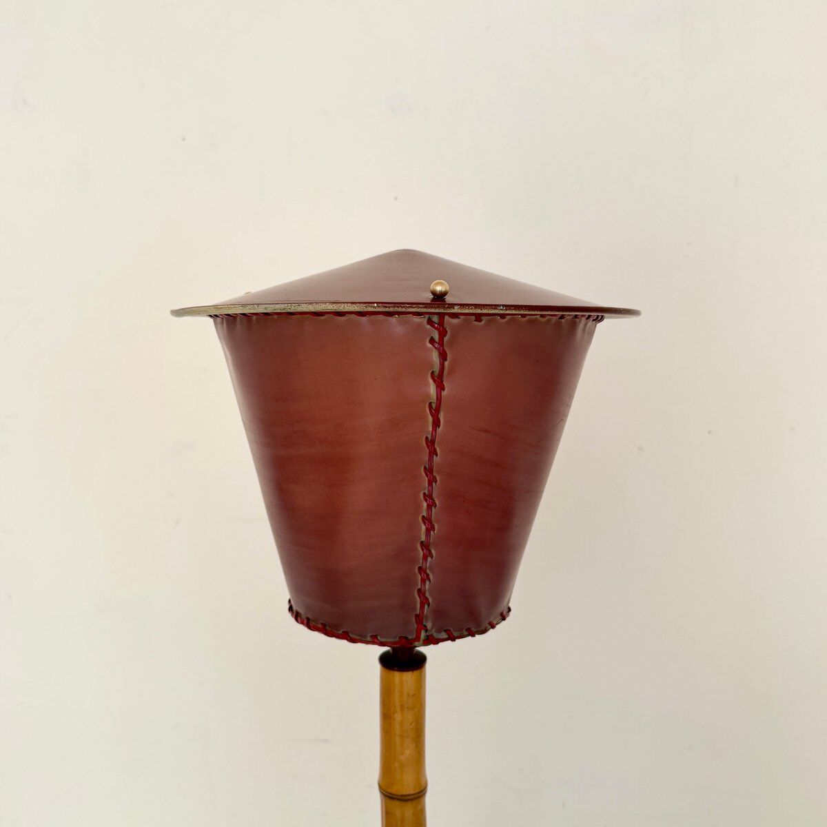 Italian mid-century floor lamp in bamboo & metal, 1950s