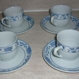 4 cups and sub-cups ceramic white and blue