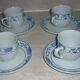 4 cups and sub-cups ceramic white and blue