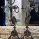 Putti candelabra 4 candles louis xvi style design pieces late 20th century. signed
