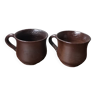 Set of 2 vintage hand-turned stoneware coffee cups