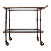 Vintage stained wood and clear glass sideboard – 1950s/60s