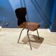 Set of 8 wenge wood chairs and gray green steel