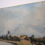 Painting on canvas African landscape Signed