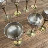 9 verres ancien en métal argenté et laiton