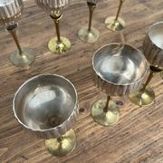 9 old glasses in silver metal and brass