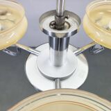 Art Deco Chandelier by Napako, Chrome & Marble Glass, 1930s