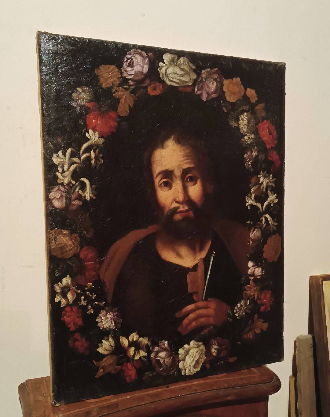 Peinture Ancienne Huile Sur Toile Saint Pierre Ecole Flamande En Italie 17ème Siècle