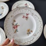 Lot de 9 assiettes anciennes en porcelaine de Sarreguemines, XIXe siècle, s