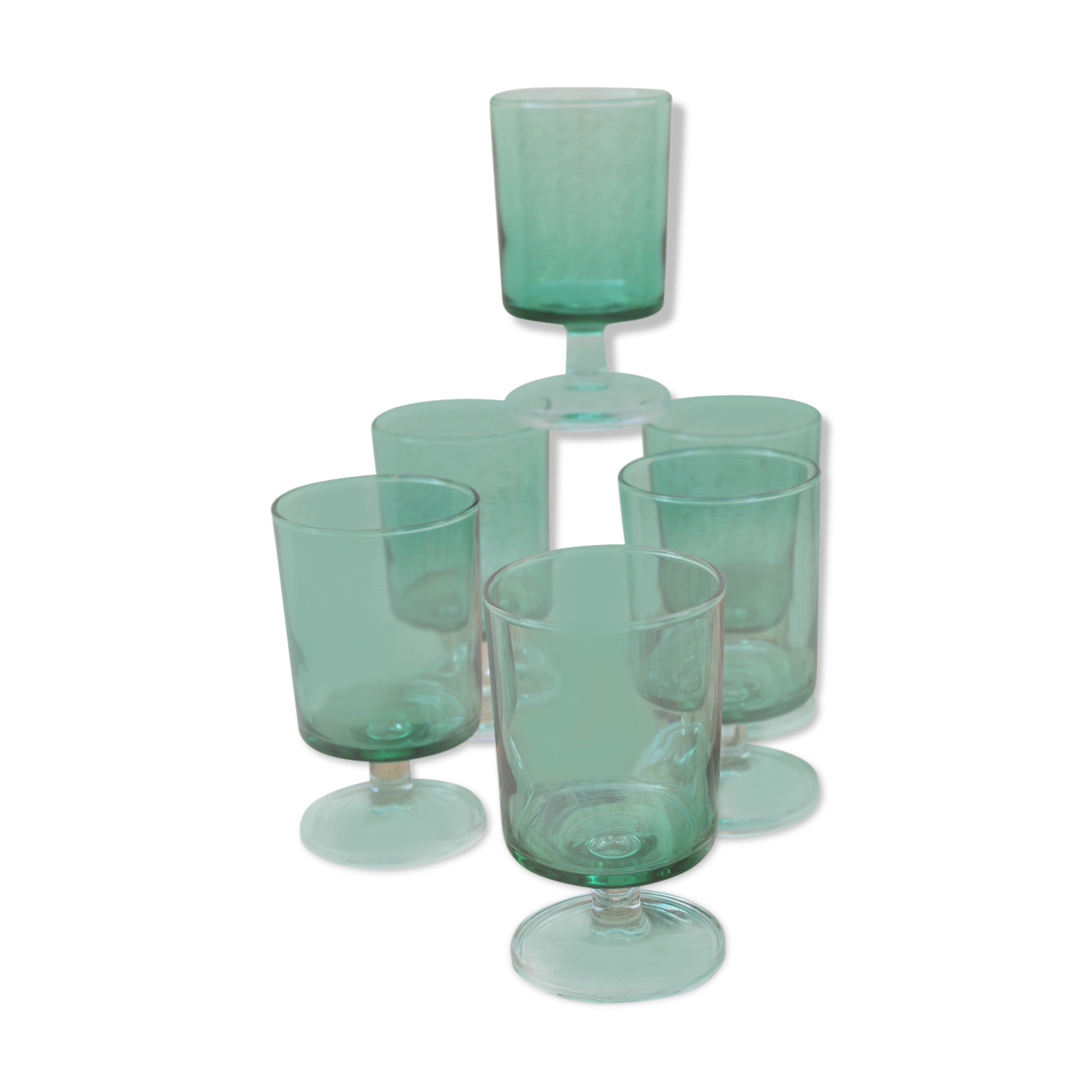 6 Luminarc green wine glasses