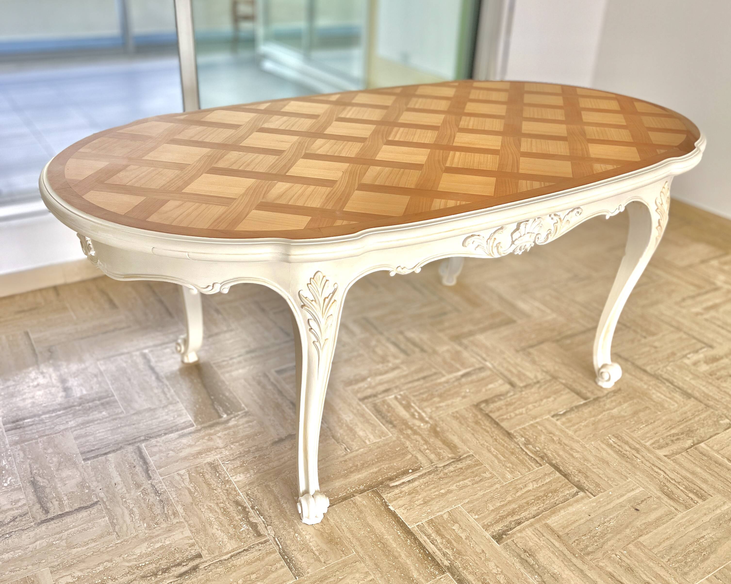 Cherry wood table with marquetry – Louis XV style
