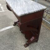 Console in mahogany veneer and marble