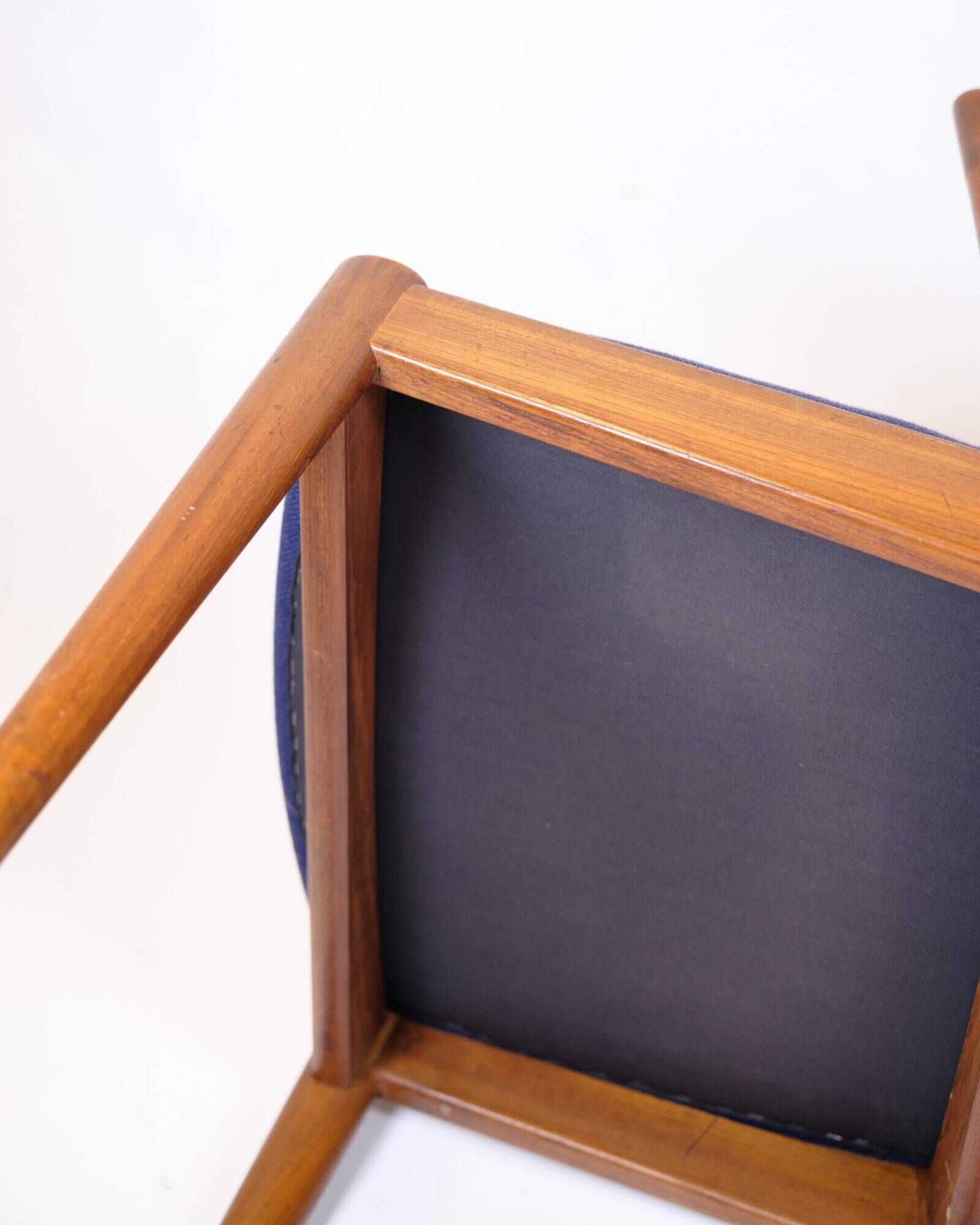 Set of six dining chairs - Model 42 - teak & blue fabric - Kai Kristiansen - Schou Andersen - 1960s
