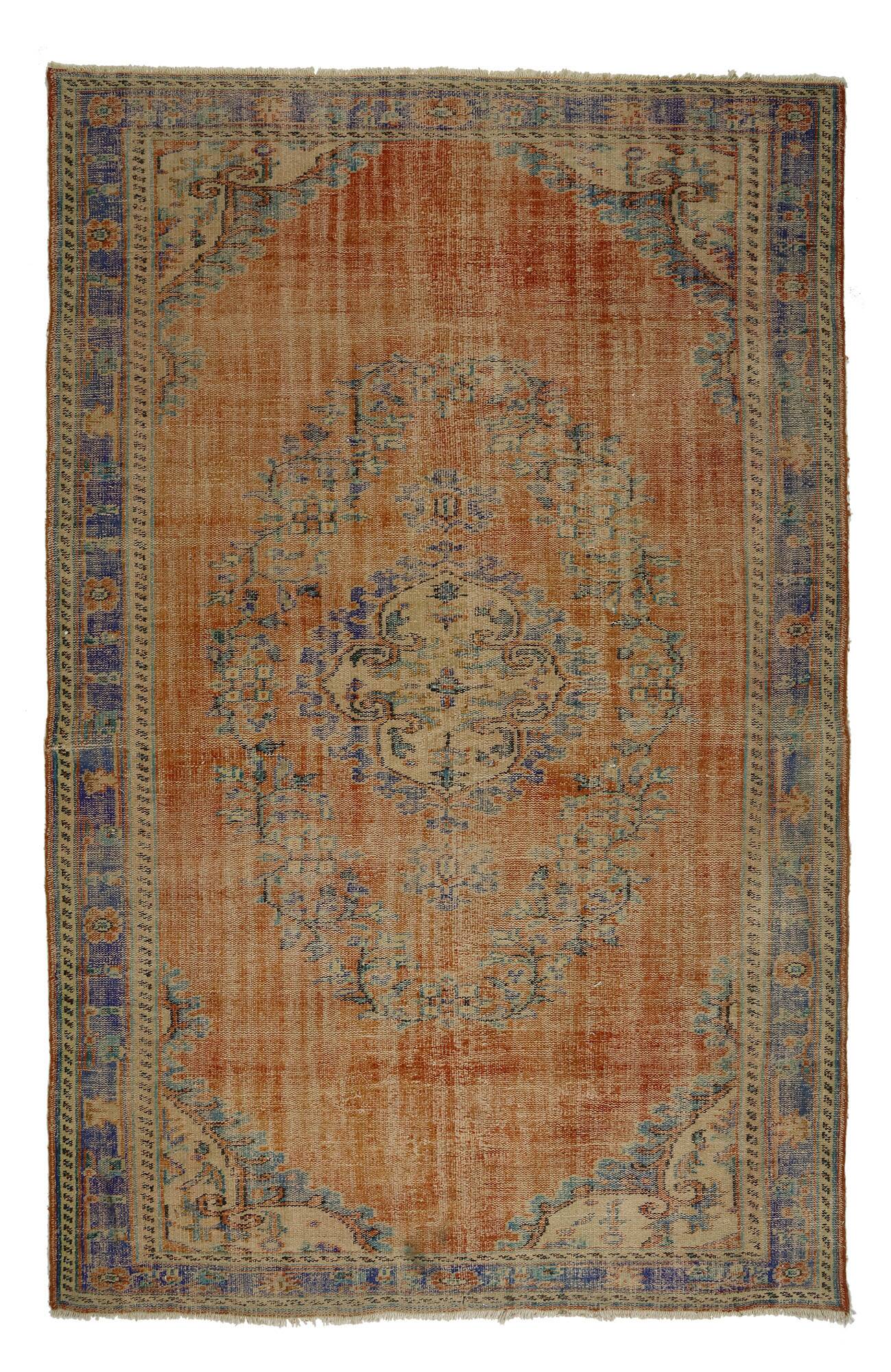 One-of-a-kind turkish handwoven vintage rug - rustic vintage charm 300x 191 cm