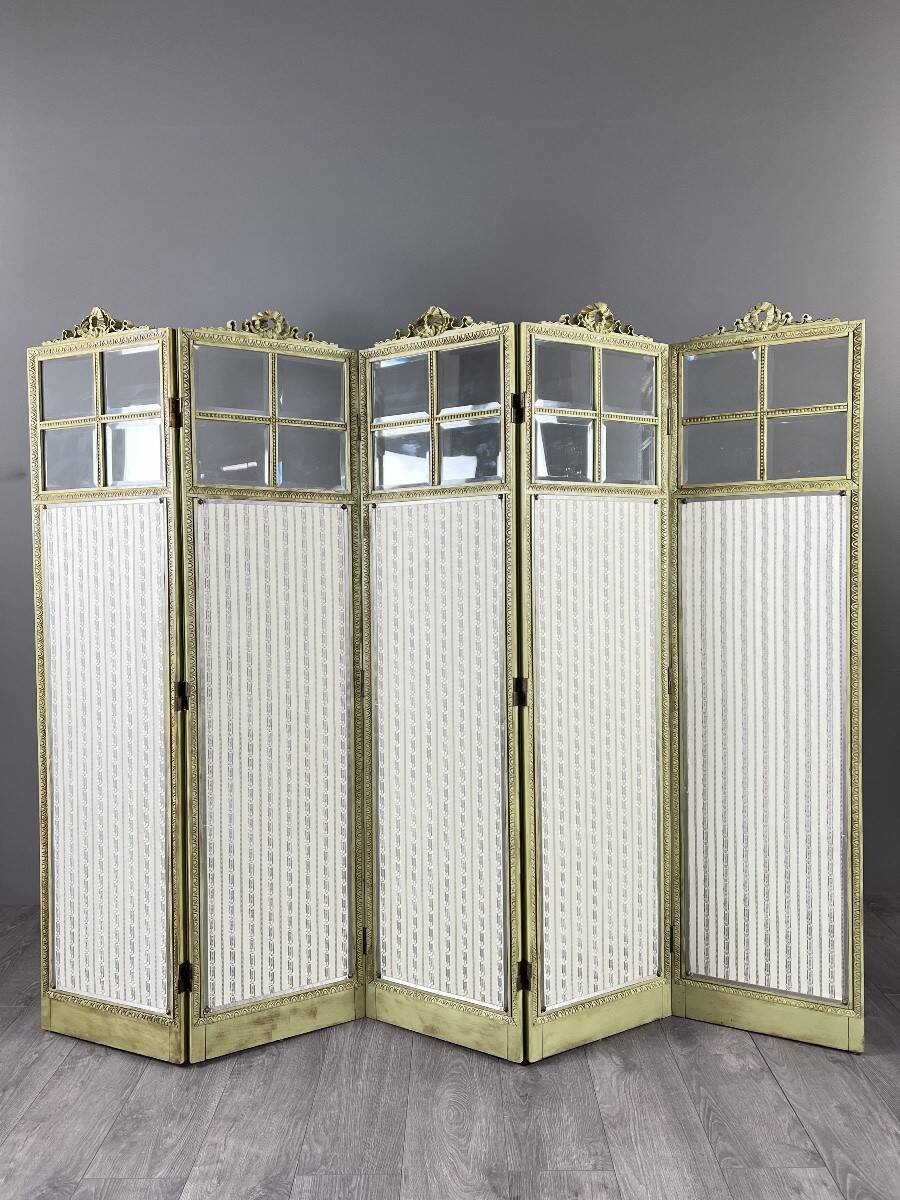 Five-panel screen in Louis XVI style, 19th century.