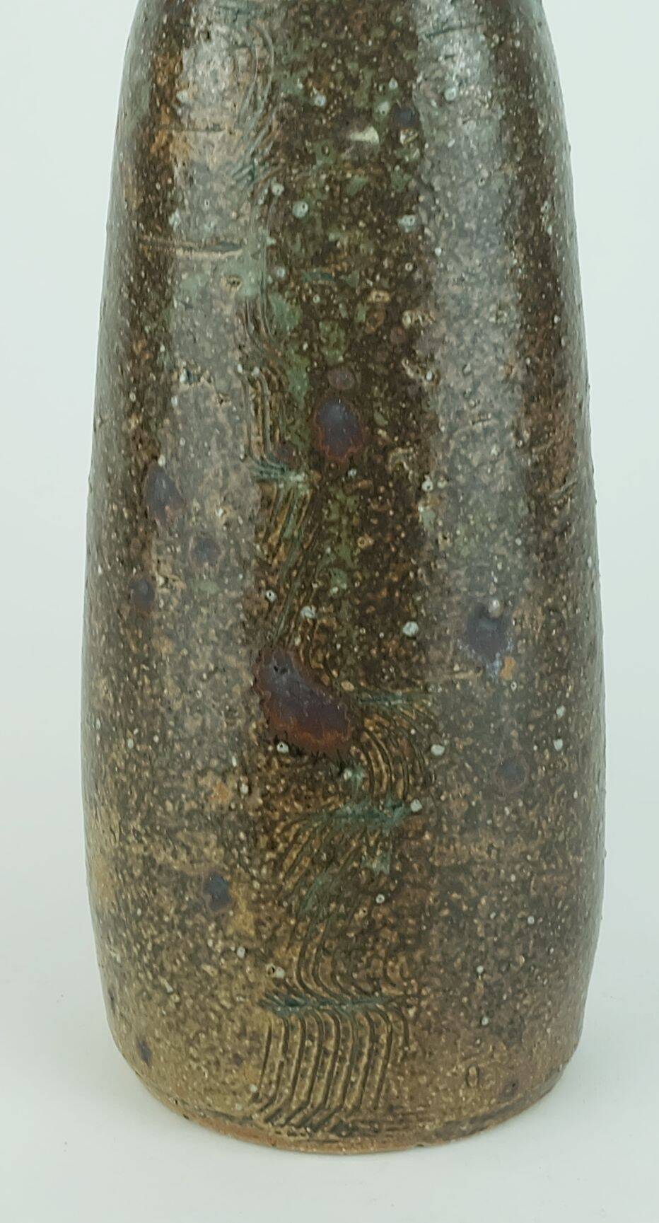 French stoneware bottle vase la borne  hand-made 1960s 70s studio ceramic