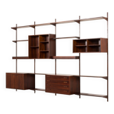 Kai Kristiansen rosewood wall unit with 2 lamps for FM Mobler, Denmark 1960s