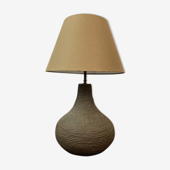 1970s german brown pottery table lamp