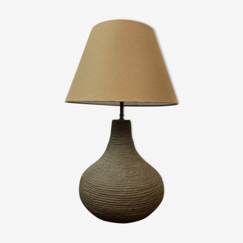 Lampe de table allemande en poterie brune des années 1970