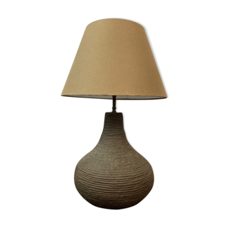 Lampe de table allemande en poterie brune des années 1970