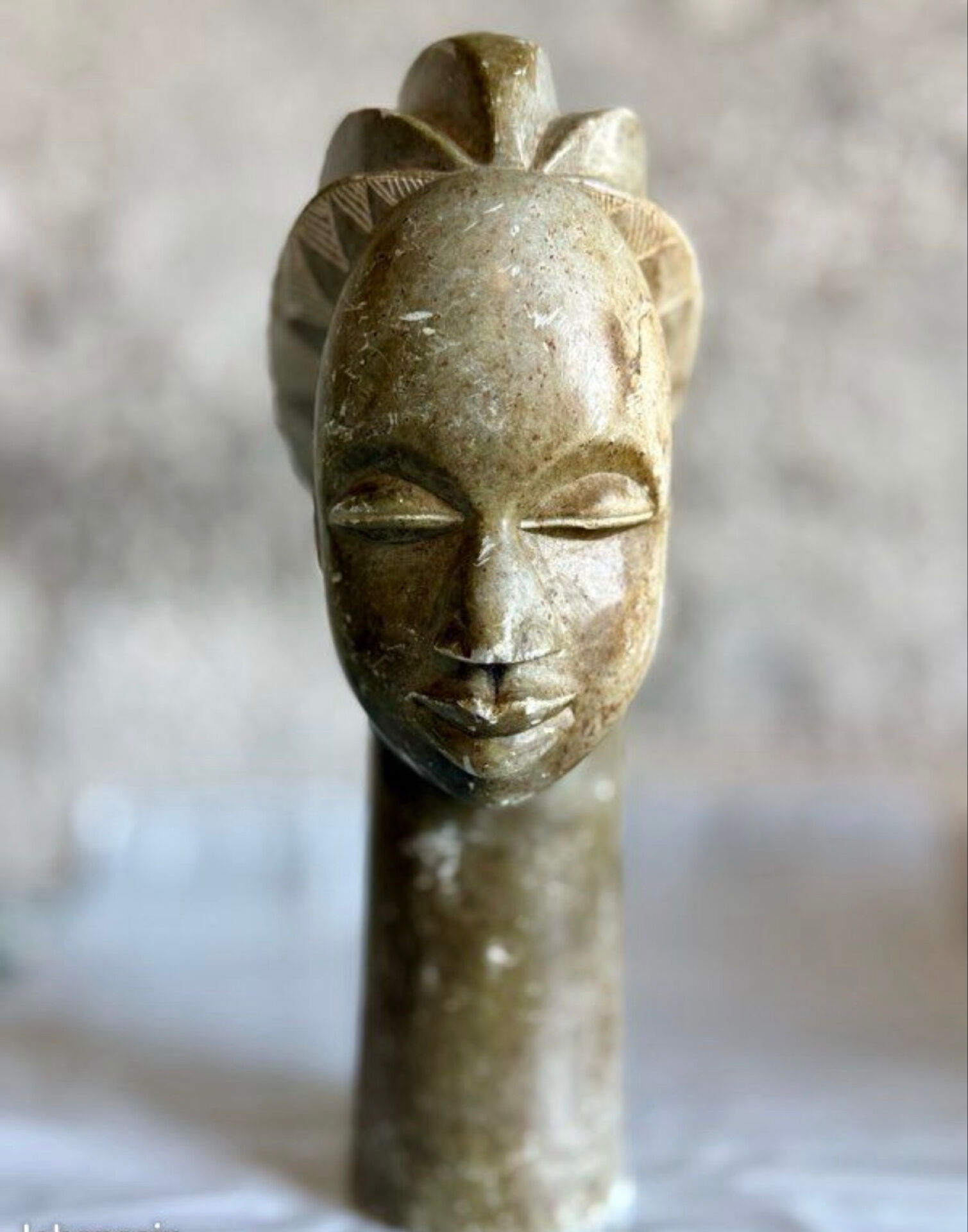 Large african sculpture in steatite stone signed lewanga – art