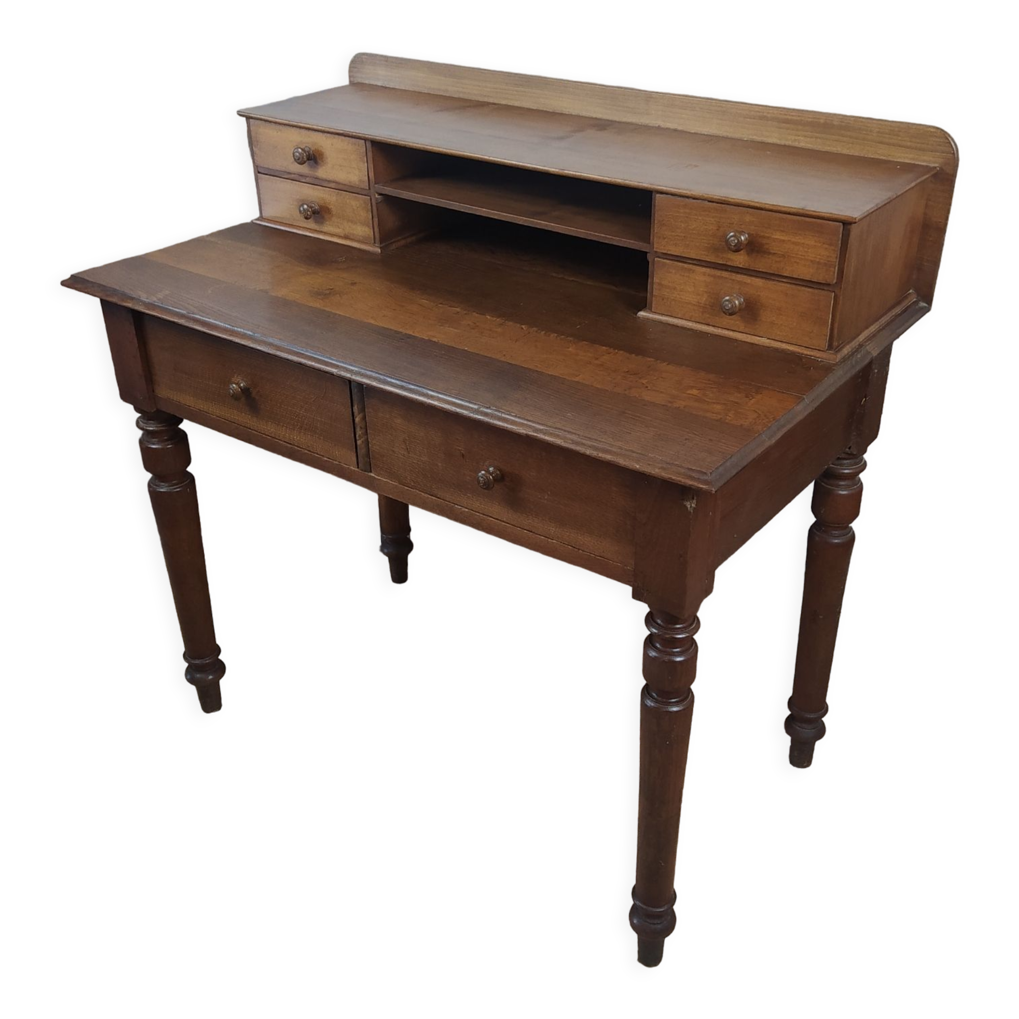 Wooden desk with turned feet
