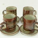 Lot 4 mugs - vintage 70s enamelled sandstone sub-mugs