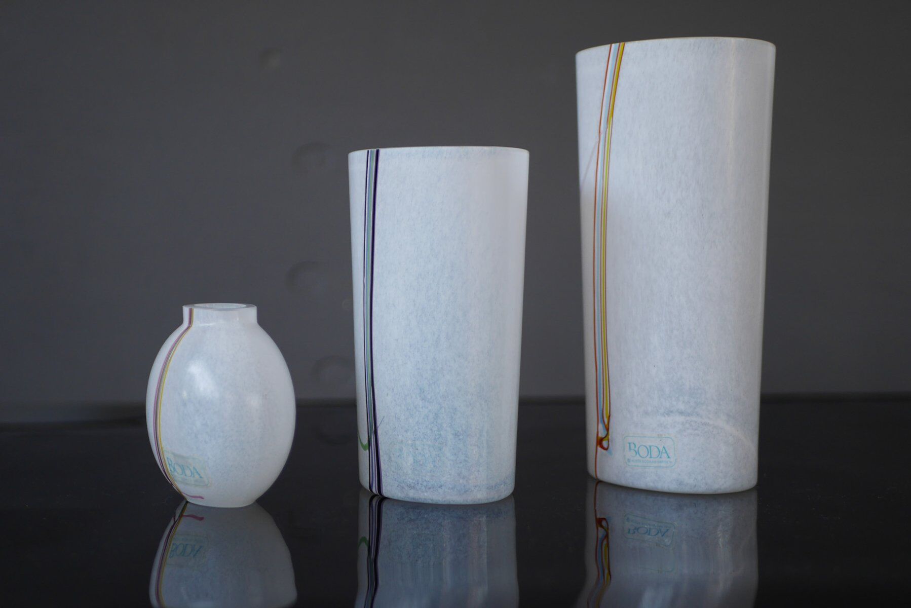 Glass vases by Vallien for Kosta Boda, set of 3