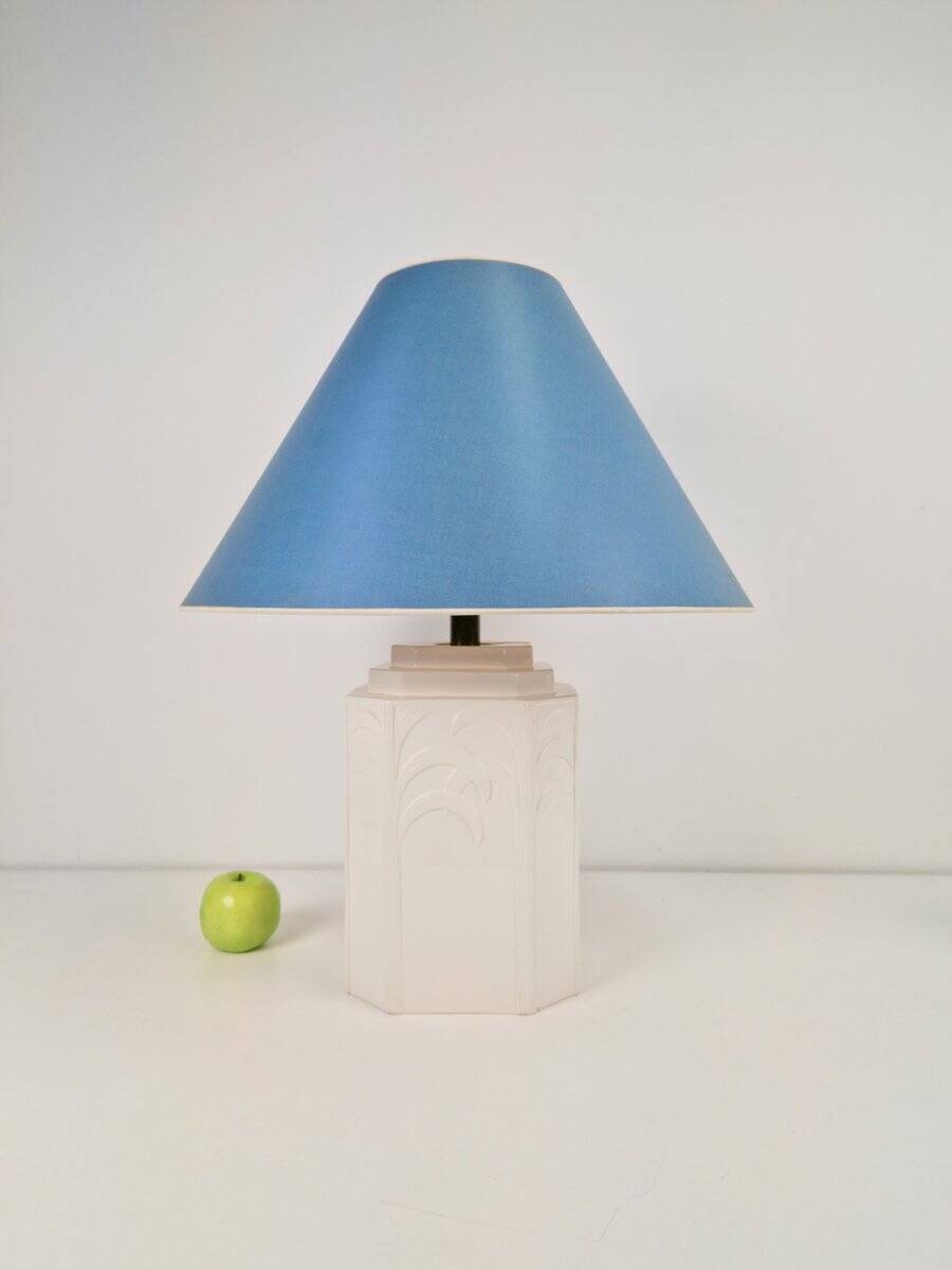 White Ceramic Palm Tree Table Lamp in the style of Serge Roche, 1970s