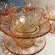 Set of 8 pink glass cups