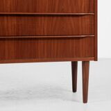 Midcentury Danish chest of 5 drawers in teak 1960s - long drawer handles