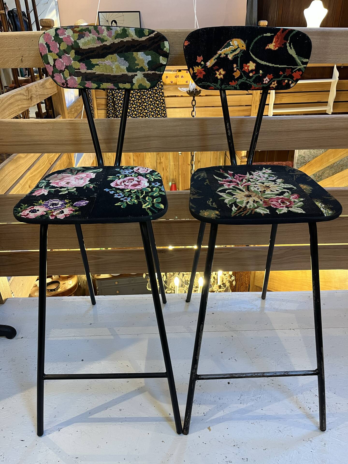 Pair of canvas high chairs