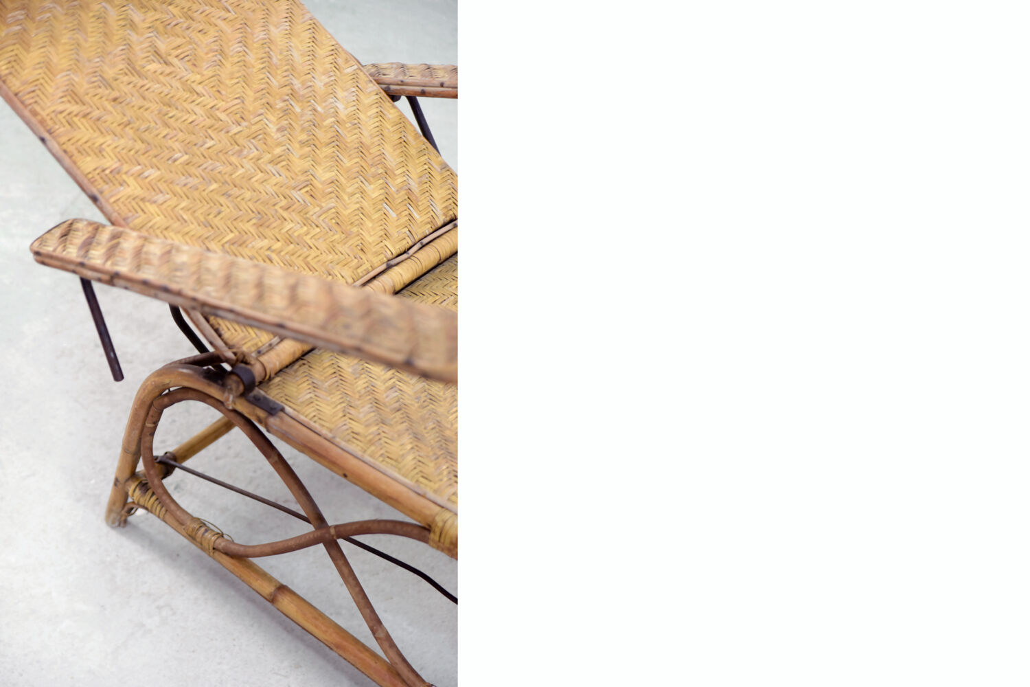 Bauhaus rattan armchair with ottoman by Erich Dieckmann, 1930s