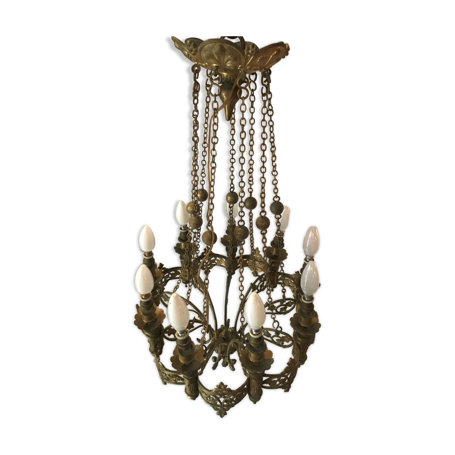 Brass chandelier 9 fires
