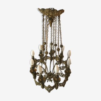 Brass chandelier 9 fires