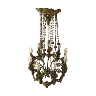 Brass chandelier 9 fires