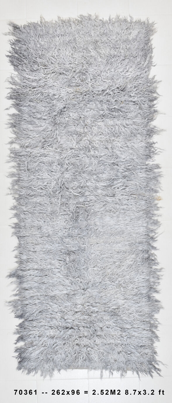 Wool gray turkish runner rug 262x96cm