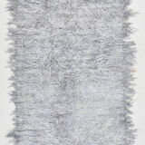 Wool gray turkish runner rug 262x96cm