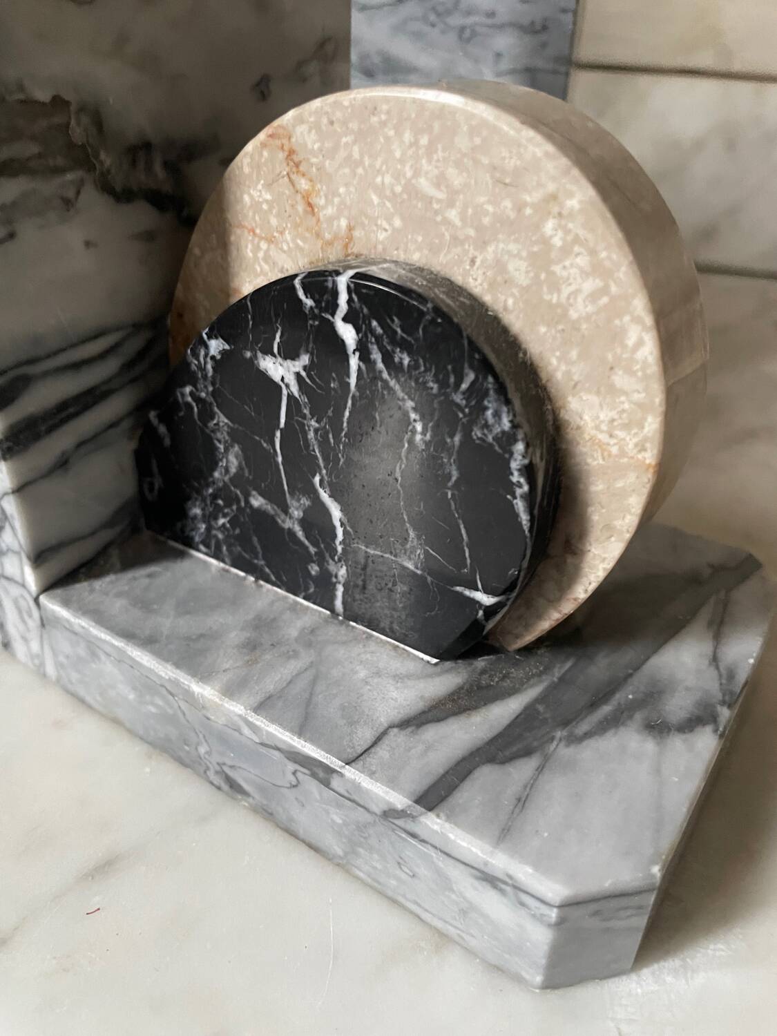 Art Deco marble bookends