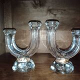 Pair of crystal candlesticks from Vannes.