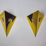 Pair of “Soleil” wall lights by Italo Valenti, brass and silver, Spain 1970