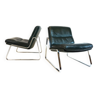 Set of 2 Drabert leather lounge chairs by Gerd Lange