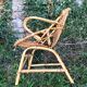 Fauteuil coquille rotin et bambou vintage des années 60