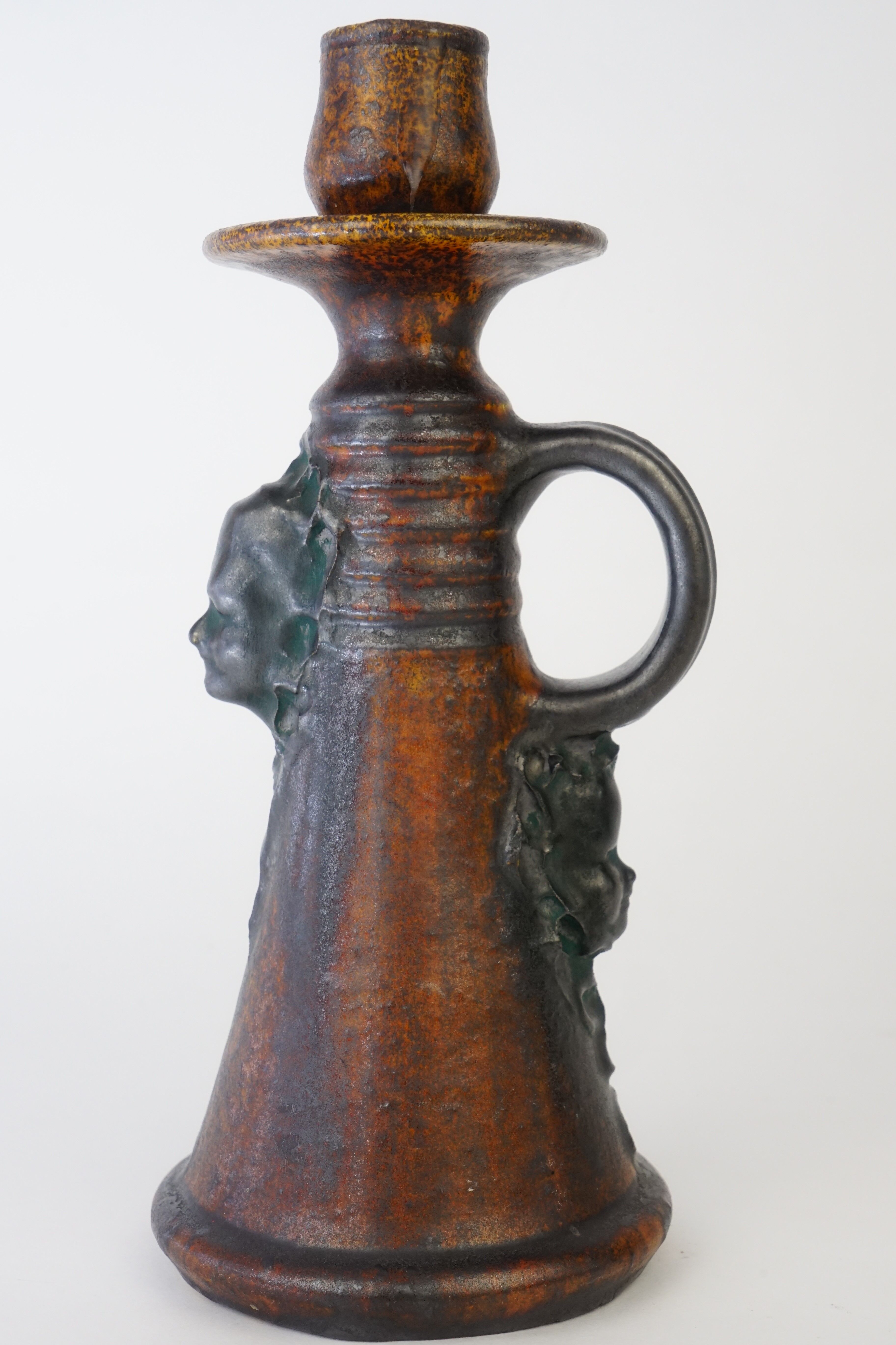 Ceramic sylvain sttublet ( 1890 -1985 ) candlestick or lamp foot in sandstone