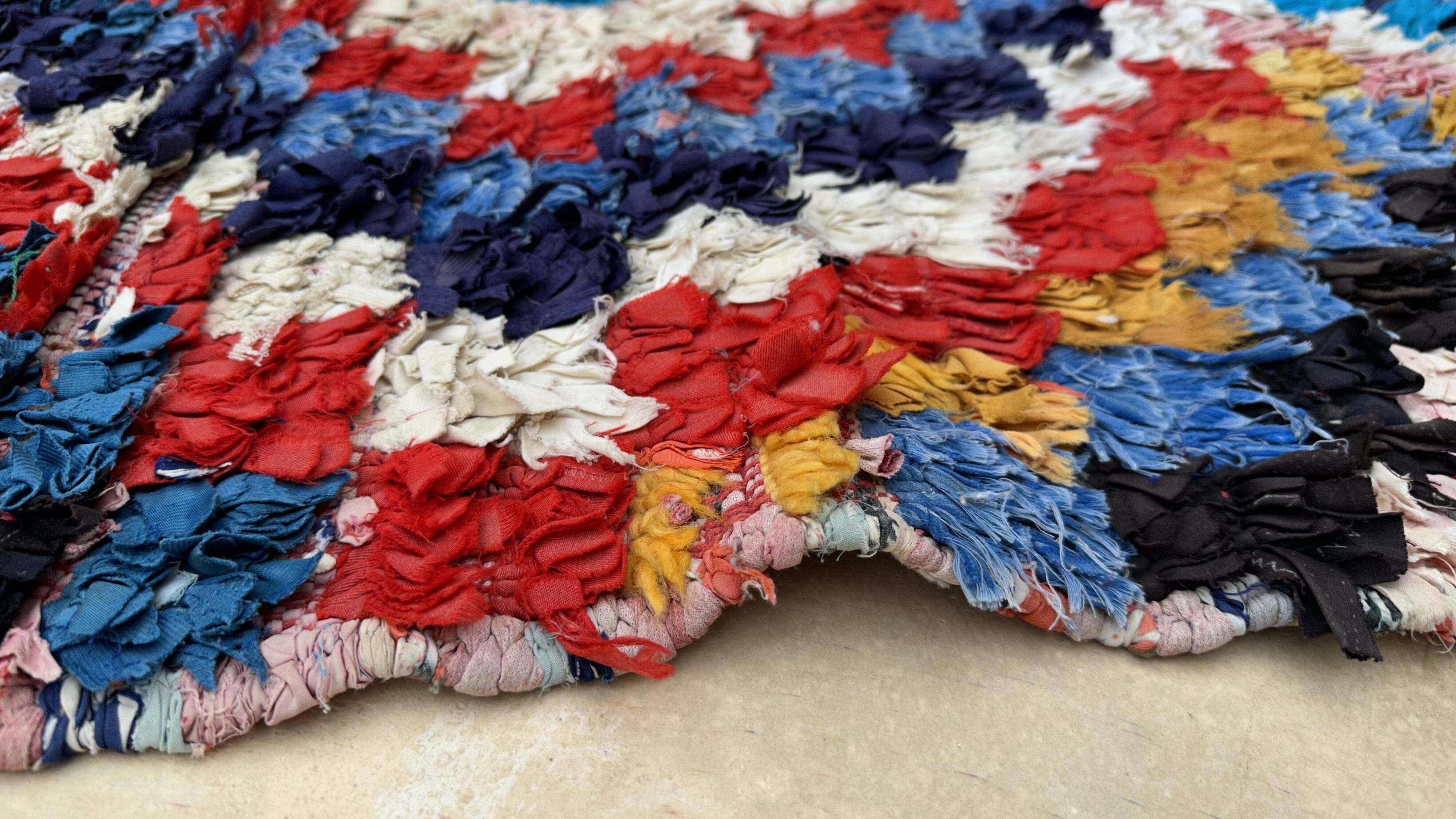 Tapis Berbère Boucherouite coloré - 85 x 153 cm