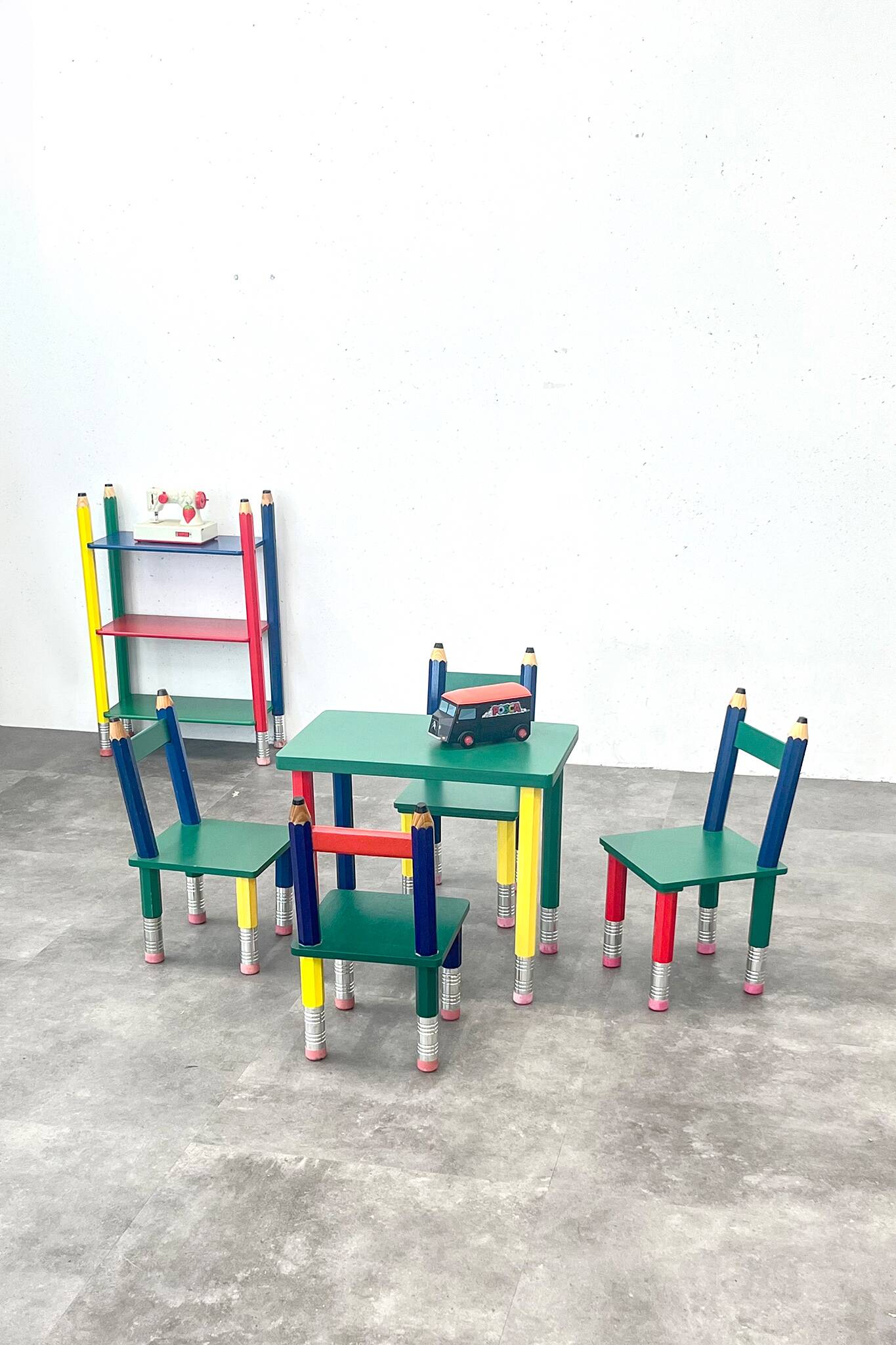 Vintage coloured pencil furniture set – IKEA x Pierre Sala